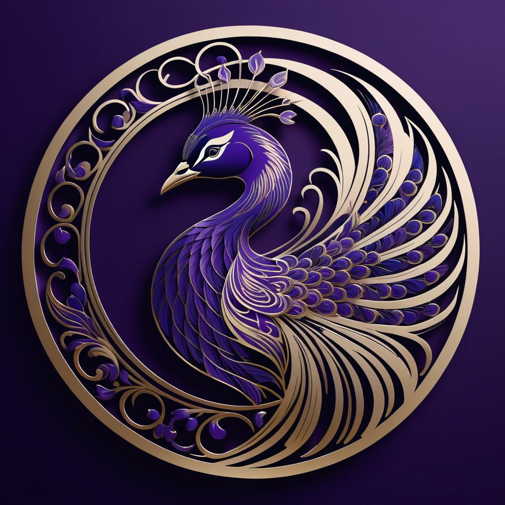 Elegant Peacock Logo in Royal Purple