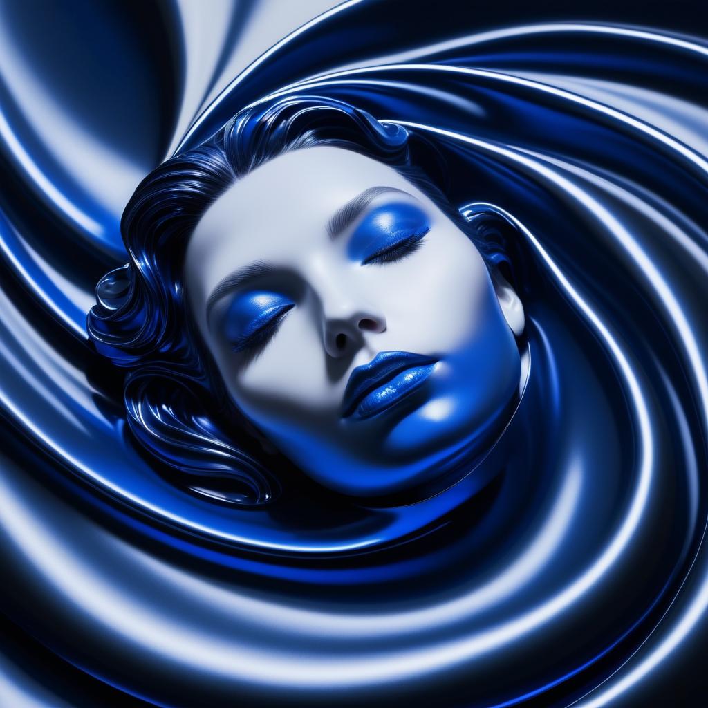 Hyperrealistic Chrome Woman in Flowing Colors