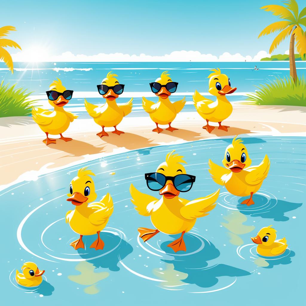 Playful Ducks Enjoying a Beach Day