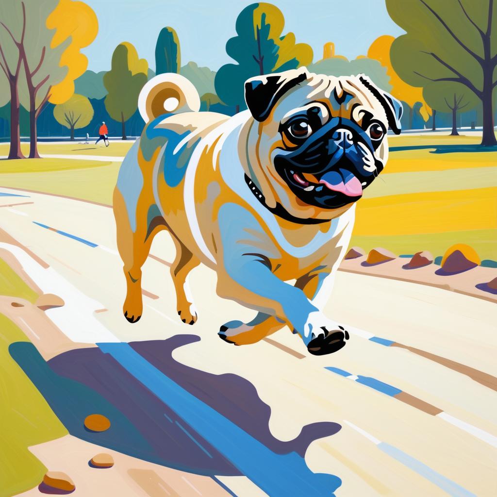 Abstract Pug in a Sunny Park