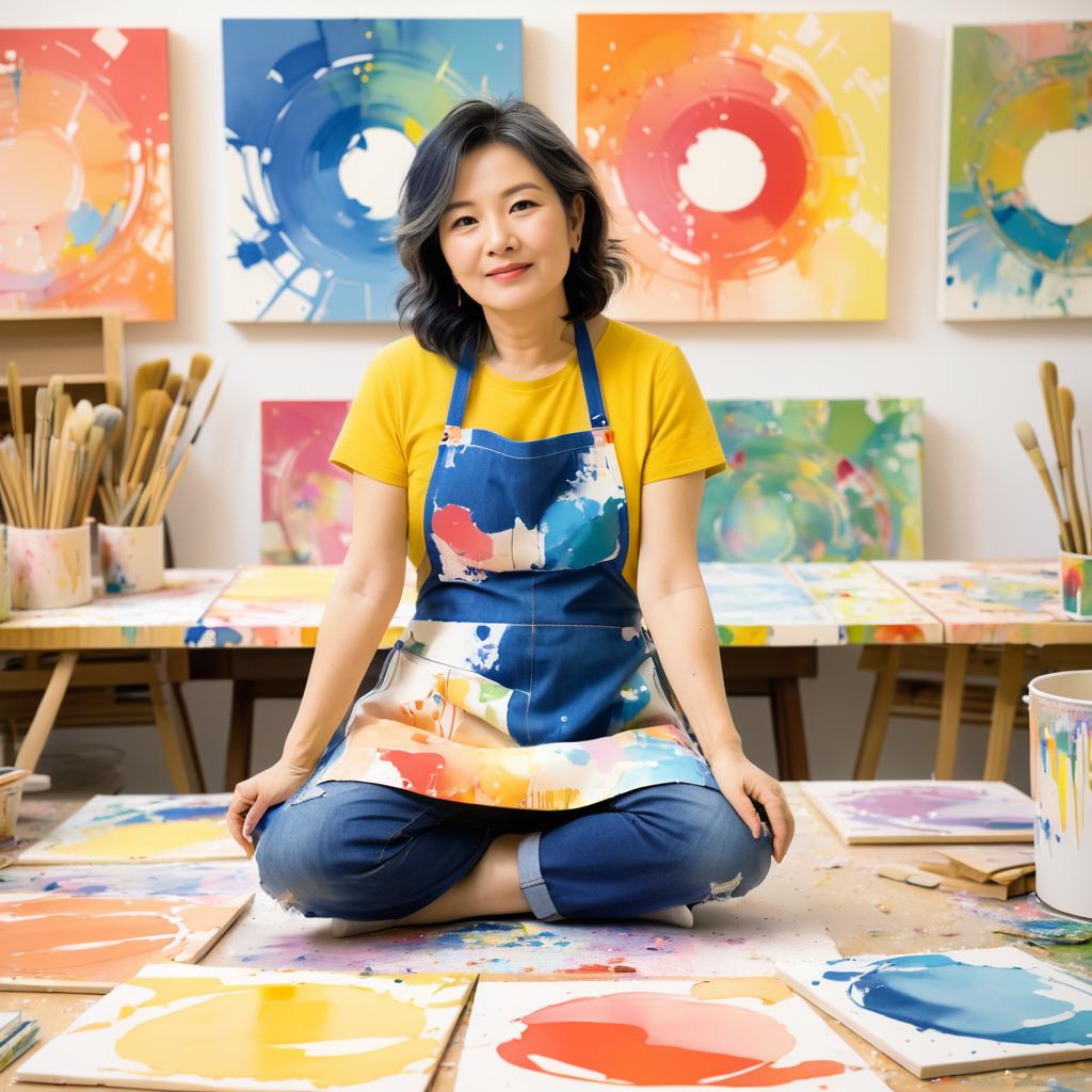 Vibrant Artist in a Sunlit Studio