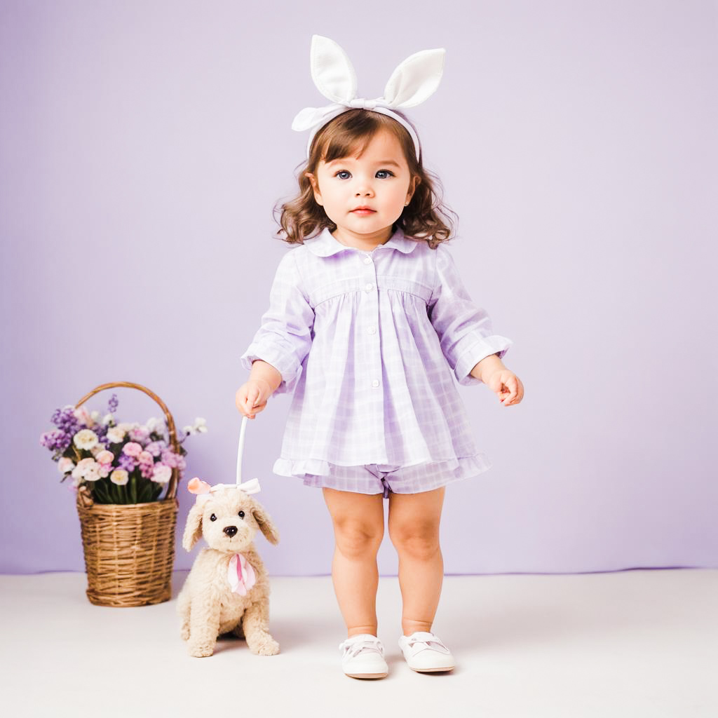 Playful Puppy in Spring Toddler Outfit