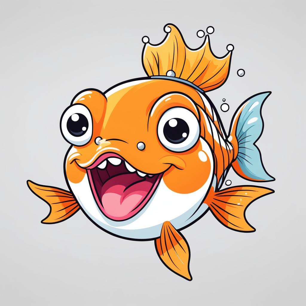 Cheerful Goldfish in a Tiara Portrait