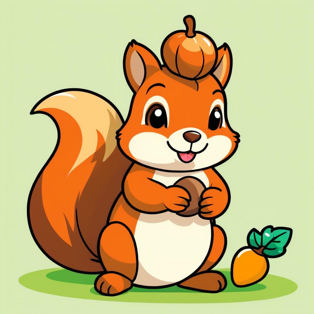 Cheerful Squirrel with an Acorn