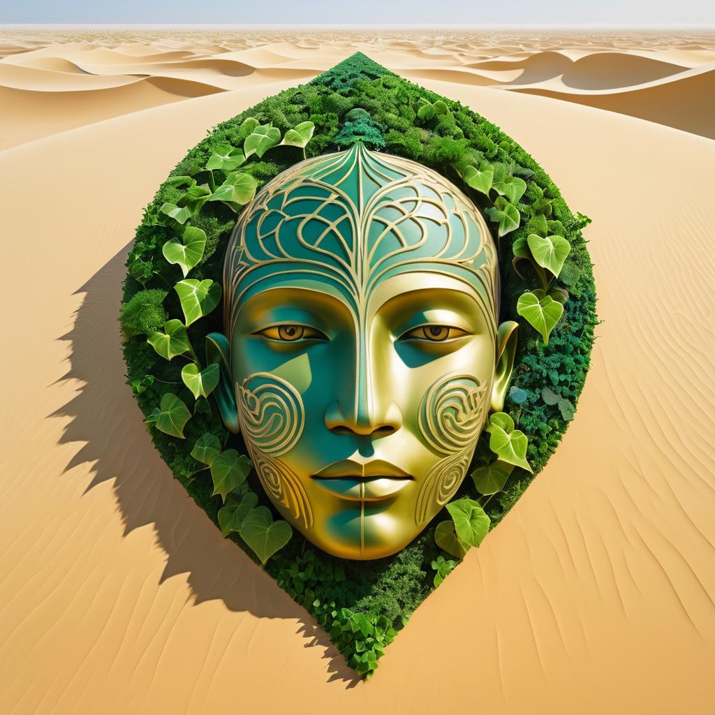 Surreal Sand Dune Head with Nature Elements