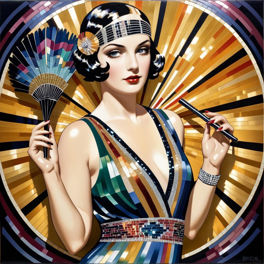 1920s Flapper Portrait in Art Deco Style