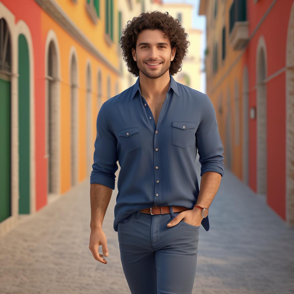 Charming Italian Man in Casual Attire