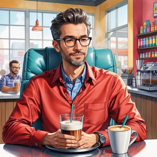 Solitary Man Enjoying a Café Scene Solitary Man Enjoying a Café Scene