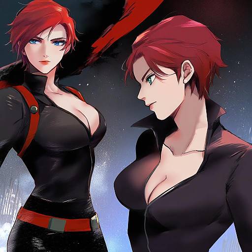 Illustration of Black widow, marvel in the style of Mito (go!go!king!)