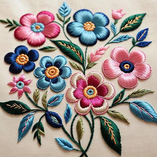 Intricate Floral Hand Embroidery Close-up