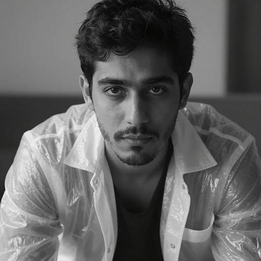 Black and White Portrait of Young Man