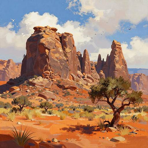 Vibrant Rocky Desert Landscape