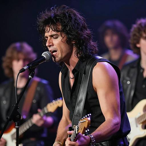 Intense 1980s Rock Musician Performance