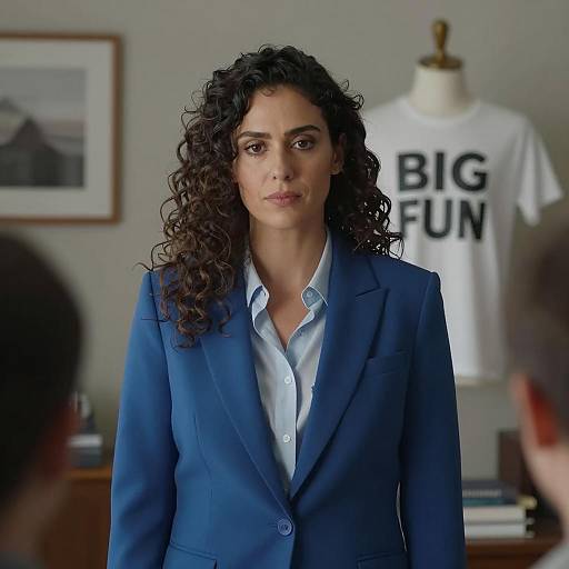 Indoor Portrait of Woman in Blue Blazer