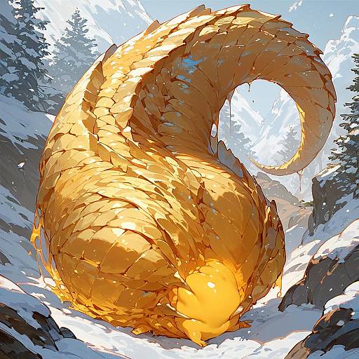 Huge Golden Creature in Snow