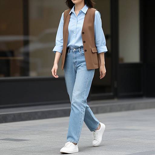 Woman Walking in Casual Outfit