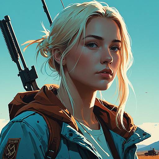 Portrait of Huntress with Rifles