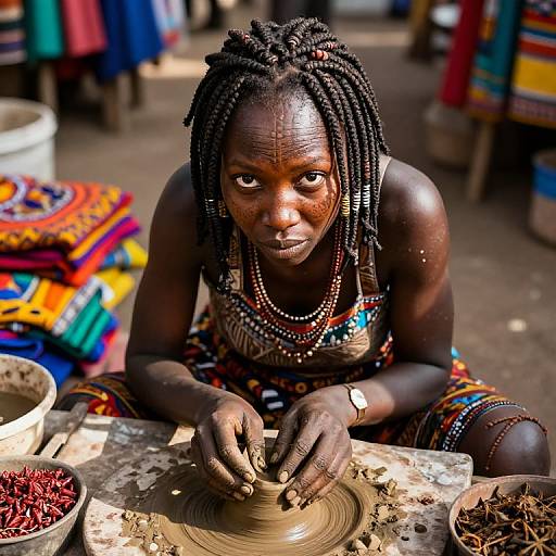 Soulful African Artist in Urban Market