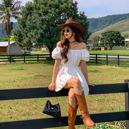 Countryside Woman in Stylish Attire