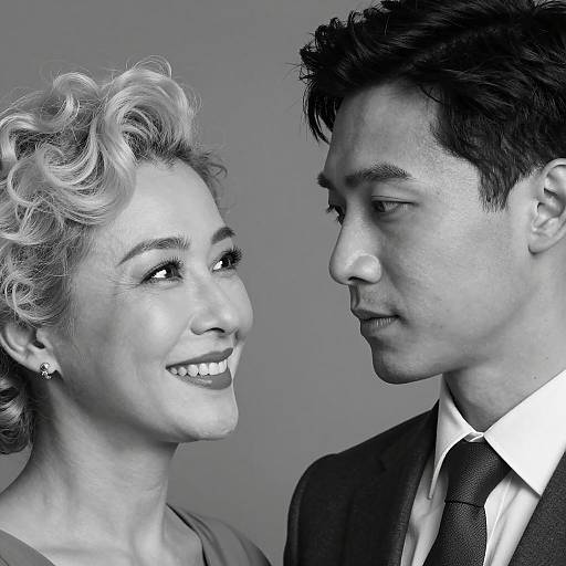 Black and White Portrait of Man and Woman