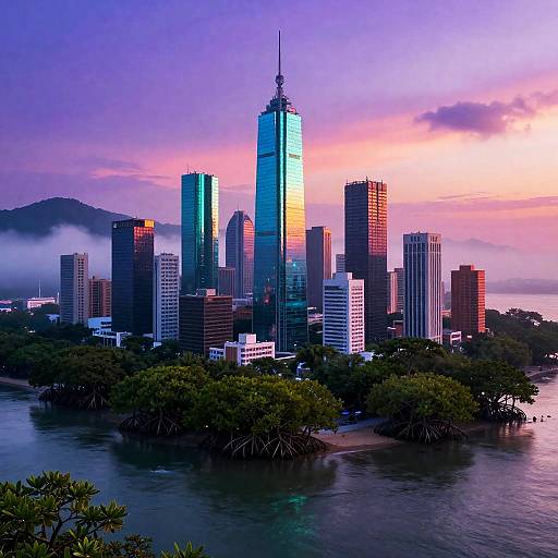 Iridescent Mangrove Metropolis on Misty Isle