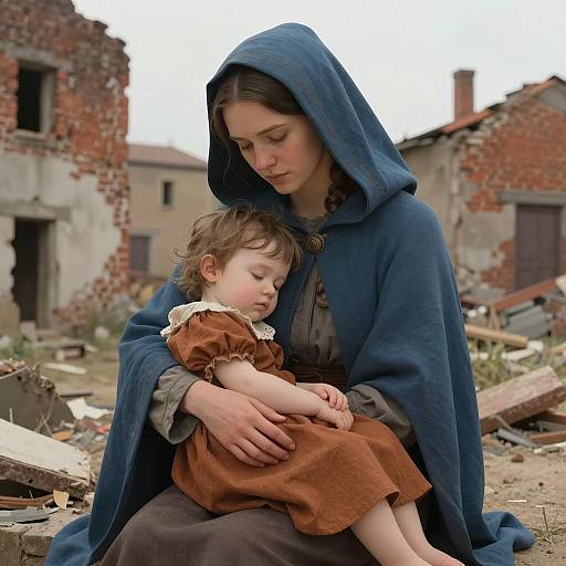 Tender Moment: Woman and Sleeping Child
