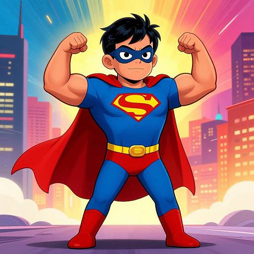 Confident Superhero Kid in City