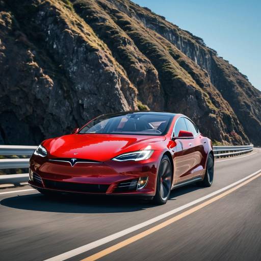 Thrilling Drive: Glossy Red Tesla S Plaid