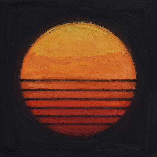 Hand-Drawn Neon Retro Sunset Circle