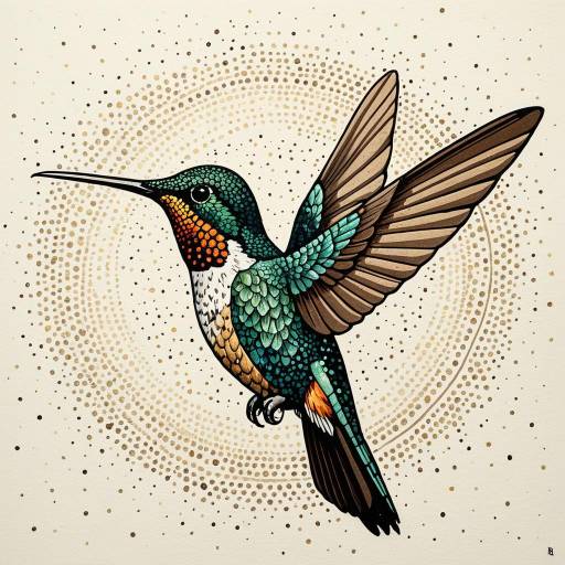 Whimsical Hummingbird in Earthy Tones