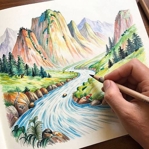 Hand-drawn Fantastical Landscape Art