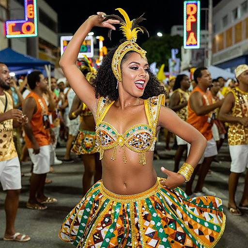 Vibrant Samba Dance in Carnival Street