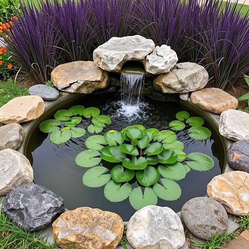 Serene Circular Garden Pond