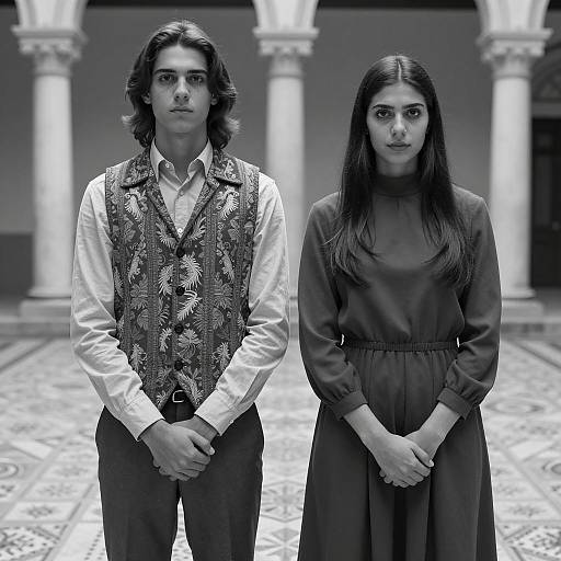 Vintage Courtyard Portrait of a Young Couple