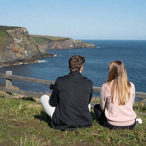 Coastal Conversation on a Grassy Hilltop