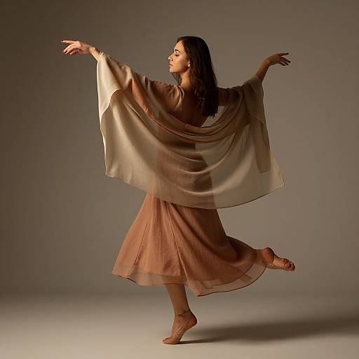 Woman Dancing in Dress with Shawl