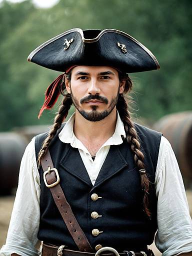 Scallywag Pirate in White Shirt Portrait