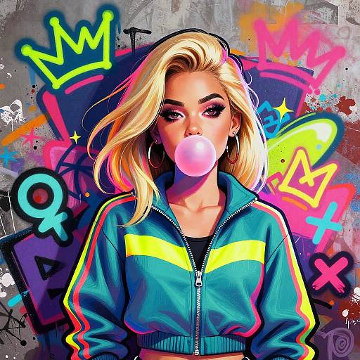 Vibrant Urban Graffiti Female Art