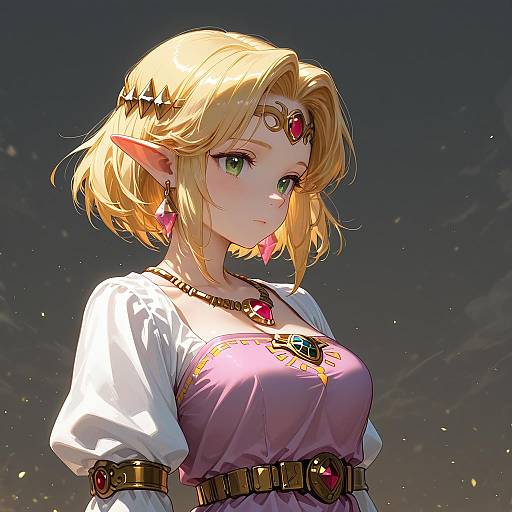 Anime Style Blonde Elf Princess