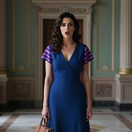 Surprised Woman in Grand Hall