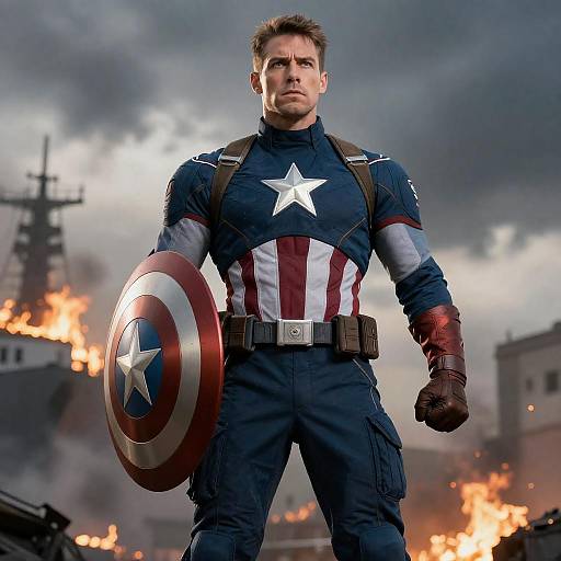 Heroic Warrior Amidst Destruction