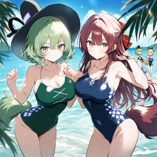 Vibrant Swimsuit Party with Colorful Girls
