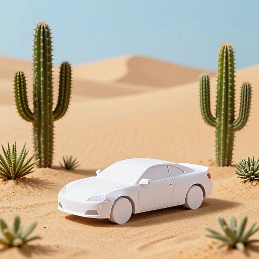 Paper Car in Miniature Desert