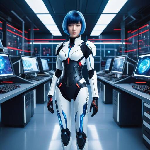 Futuristic Anime Character in High-Tech Lab