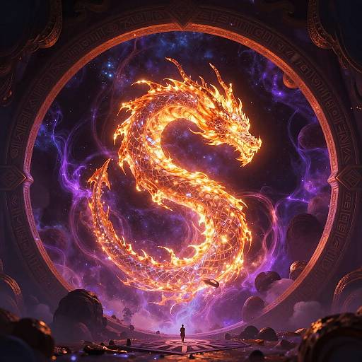 Glowing Dragon Through Dream Portal