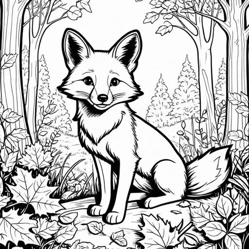 Charming Fox Coloring Page for Kids