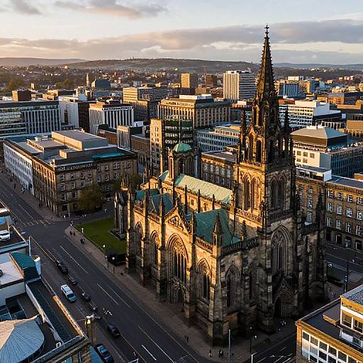 Aerial Sunset View of Glasgow Landmarks