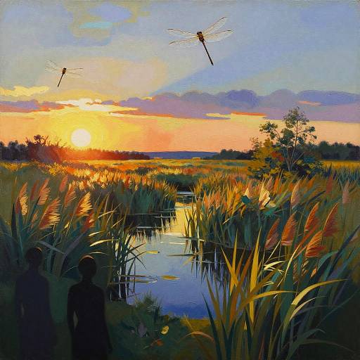 Sunlit Marshland in Modern Style