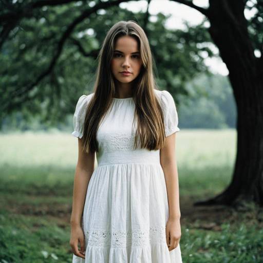 Realistic Outdoor Portrait of Girl in Dress