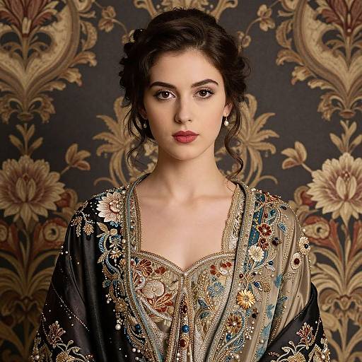 Elegant Vintage Woman with Floral Design